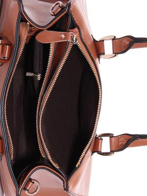 brown leatherette regular handbag - 14464086 - Standard Image - 3