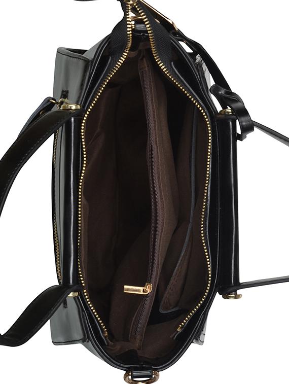 black leatherette regular handbag - 14464088 - Zoom Image - 3