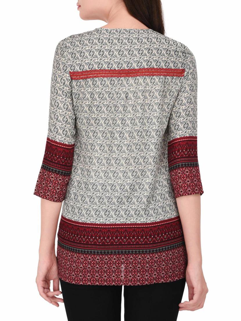 Grey rayon Printed Tunic - 14464353 - Zoom Image - 3