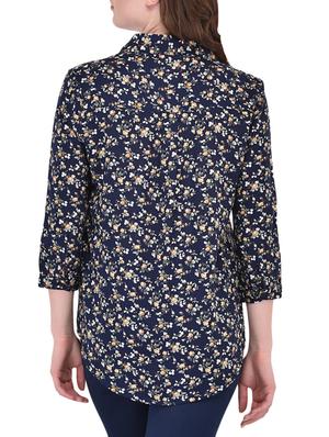 Navy blue printed cotton shirt - 14464357 - Standard Image - 3