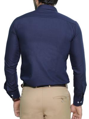 navy blue cotton casual shirt - 14467129 - Standard Image - 3