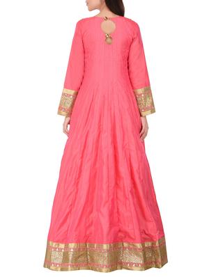 pink silk anarkali kurta - 14469053 - Standard Image - 3