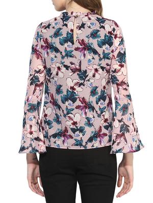 frilled neck bell sleeved floral top - 14469153 - Standard Image - 3