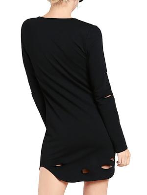 cutout detail distressed dress - 14469180 - Standard Image - 3
