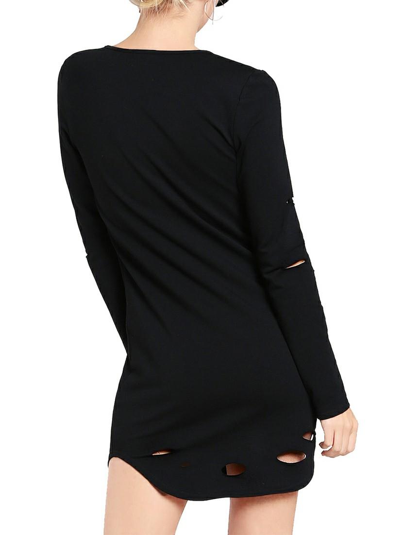 cutout detail distressed dress - 14469180 - Zoom Image - 3