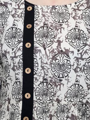 Grey cotton a-line kurta - 14469834 - Standard Image - 3