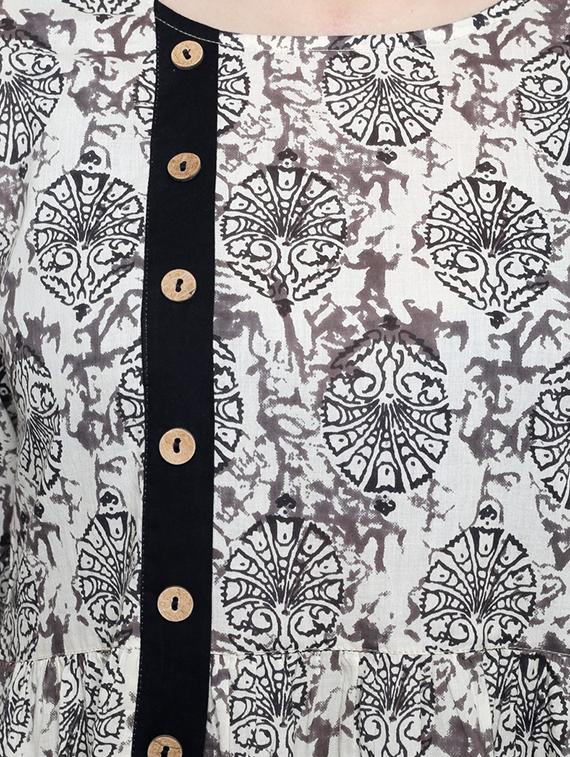 Grey cotton a-line kurta - 14469834 - Zoom Image - 3