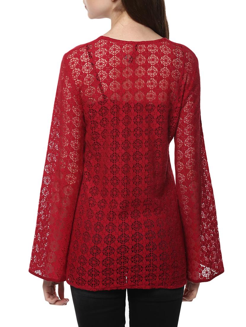 Maroon Bell Sleeved Top - 14470282 - Zoom Image - 3