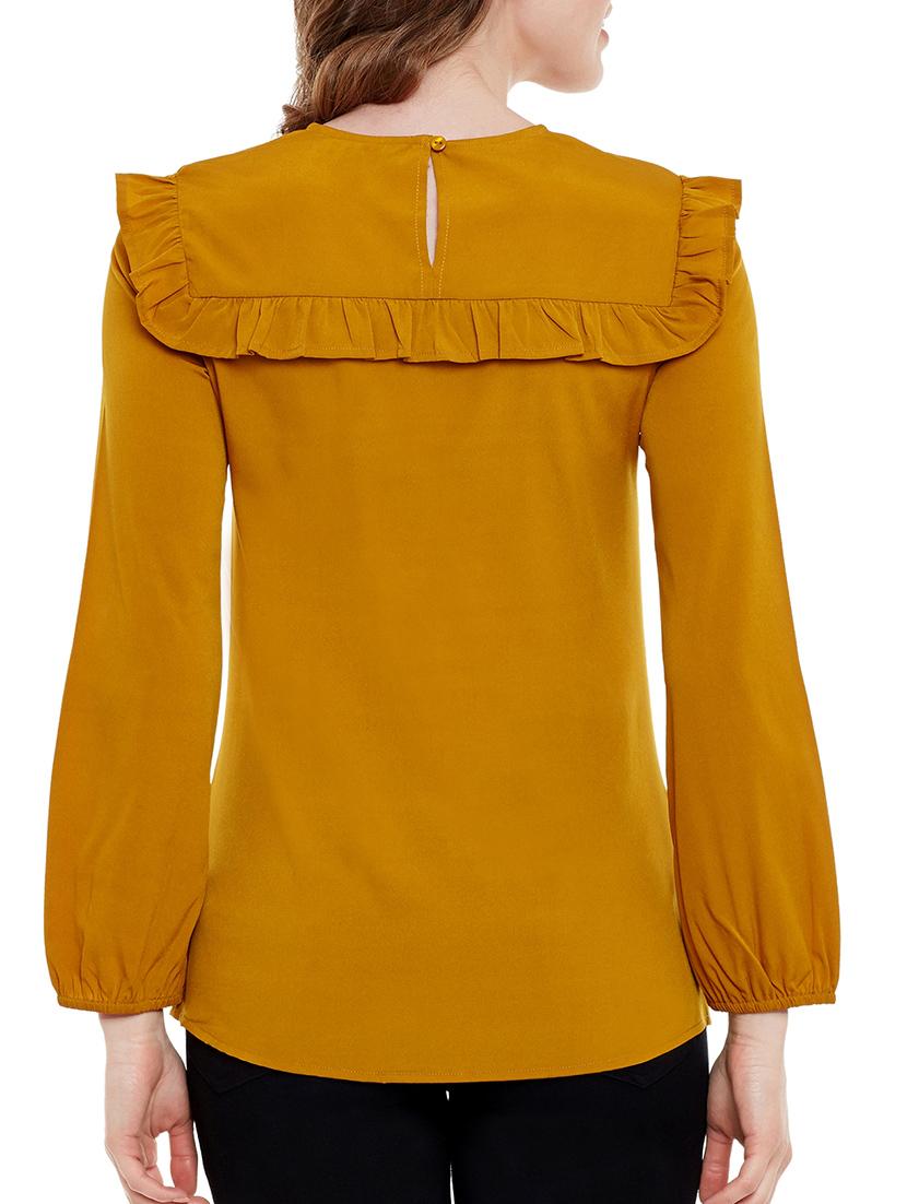 Mustard Yellow crepe regular top - 14471374 - Zoom Image - 3