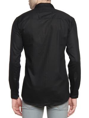 black cotton blend casual shirt - 14476645 - Standard Image - 3