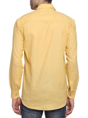 yellow cotton blend casual shirt - 14476653 - Standard Image - 3
