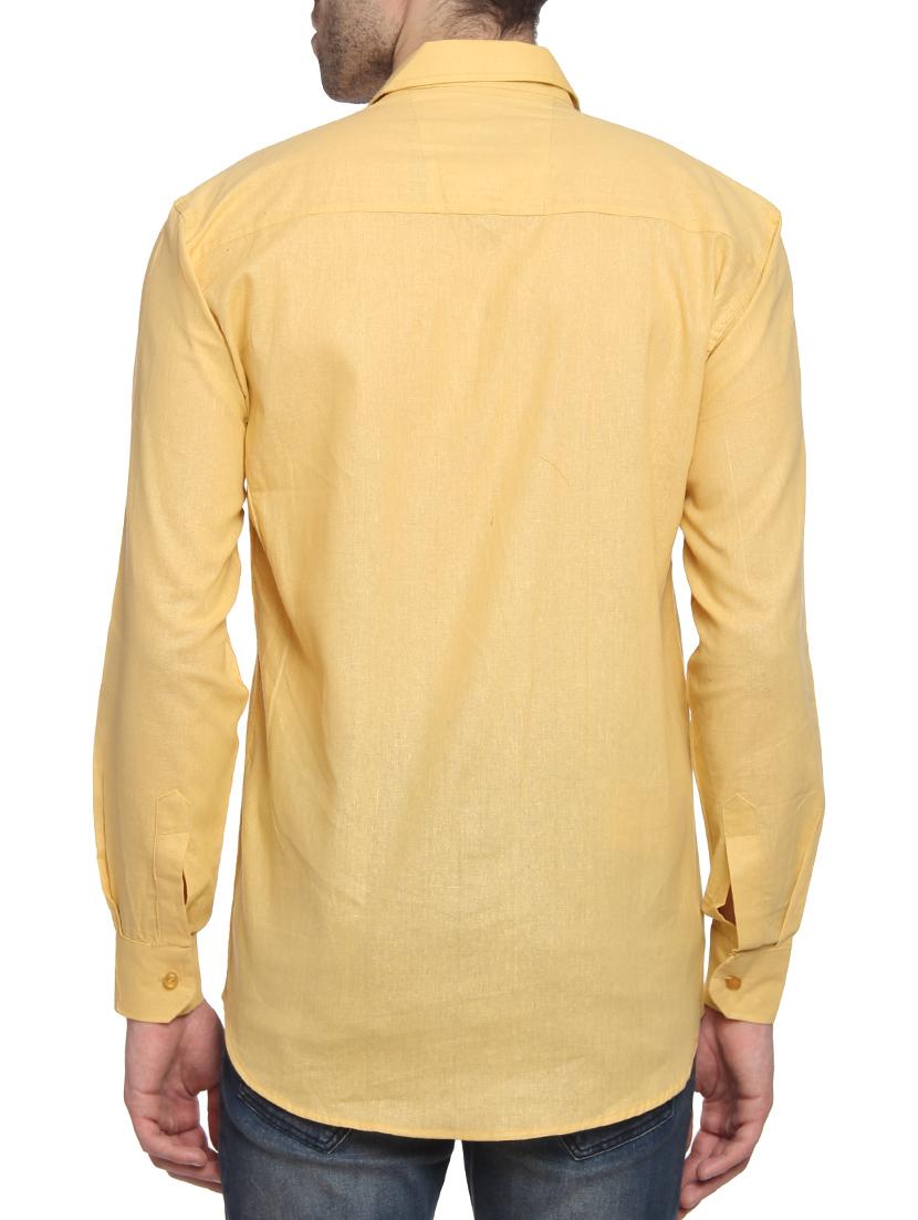 yellow cotton blend casual shirt - 14476653 - Zoom Image - 3