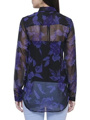 black printed georgette casual shirt - 14477798 - Standard Image - 3