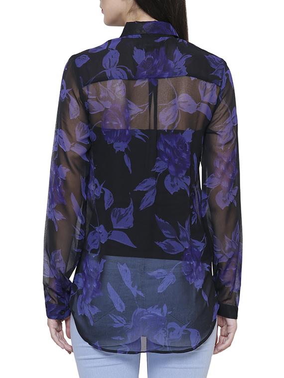 black printed georgette casual shirt - 14477798 - Zoom Image - 3