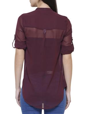 purple georgette casual top - 14477799 - Standard Image - 3