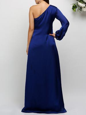 single shoulder prussian blue gown - 14478493 - Standard Image - 3