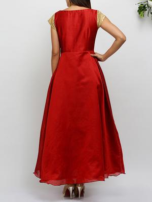 embellished sleeved boat neck gown - 14478499 - Standard Image - 3