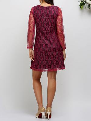 floral lace scallop neck shift dress - 14478513 - Standard Image - 3