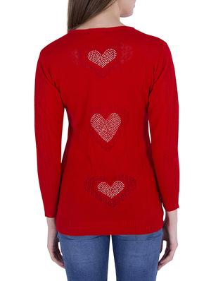 Red solid pullover - 14478692 - Standard Image - 3