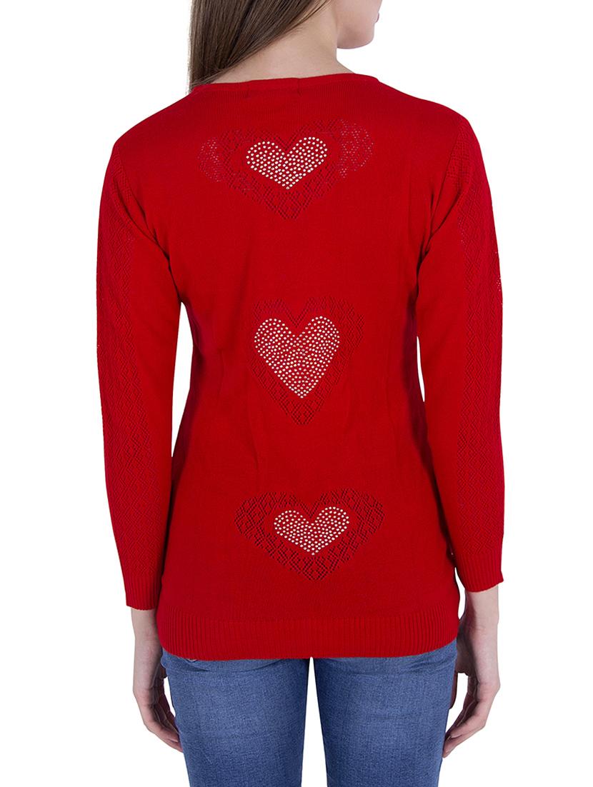 Red solid pullover - 14478692 - Zoom Image - 3