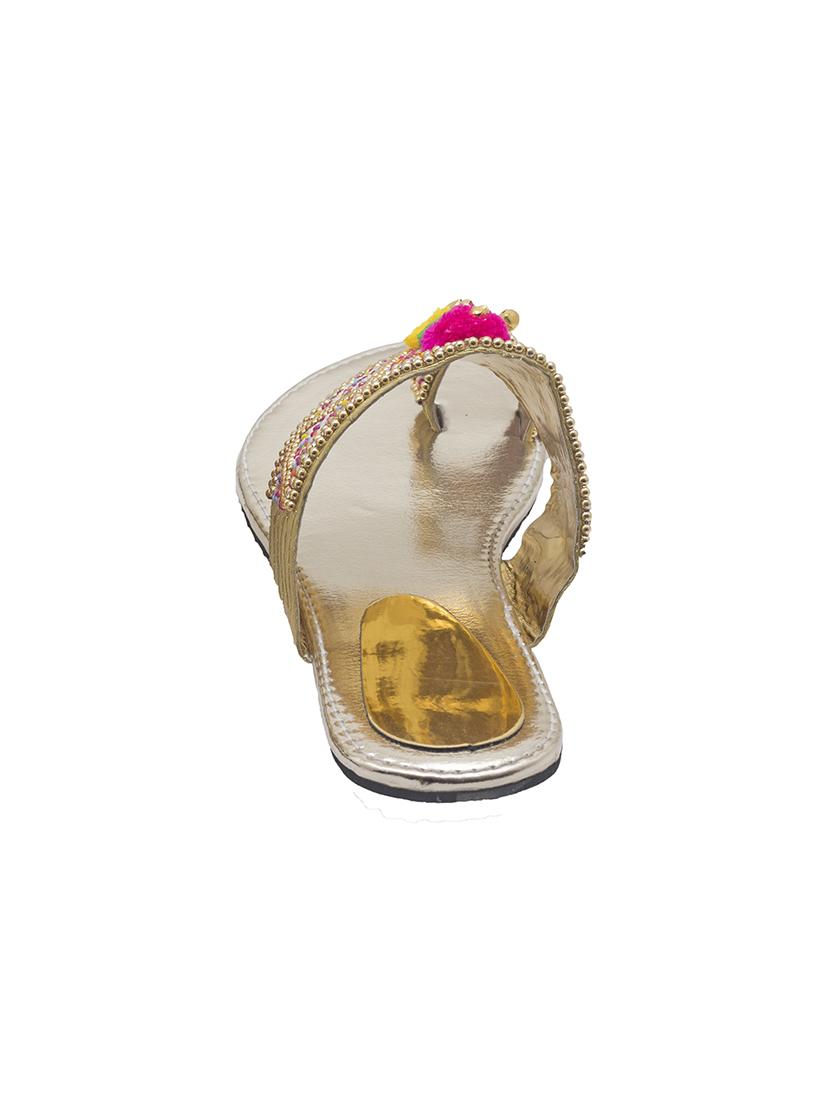 gold leatherette ethnic kolhapuris - 14479324 - Zoom Image - 3