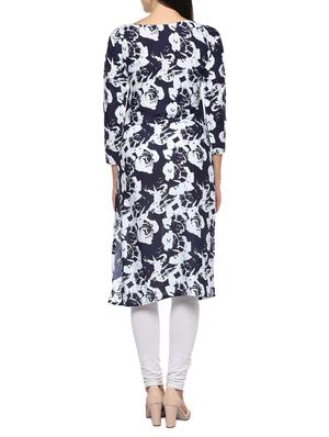 blue viscose straight kurta - 14479849 - Standard Image - 3