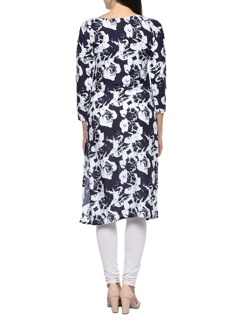 blue viscose straight kurta - 14479849 - Zoom Image - 3