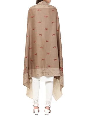 brown colored woolen shawl - 14481509 - Standard Image - 3