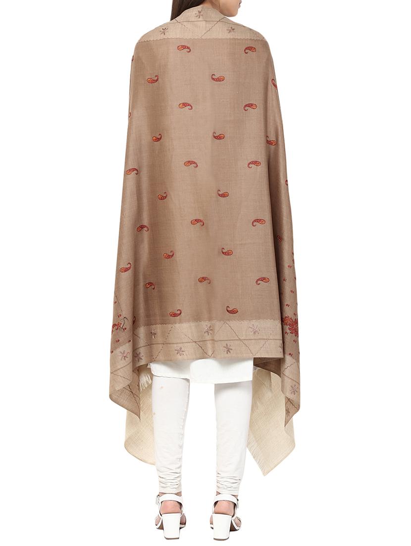 brown colored woolen shawl - 14481509 - Zoom Image - 3