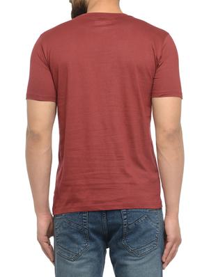 maroon cotton chest print tshirt - 14481968 - Standard Image - 3