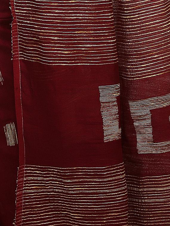 Ghicha Border handloom saree with blouse - 14482021 - Zoom Image - 3
