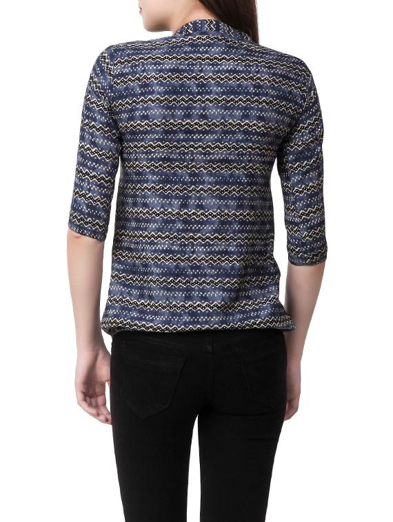 blue printed crepe top - 14484321 - Zoom Image - 3