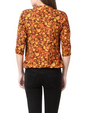 orange printed crepe top - 14484323 - Standard Image - 3