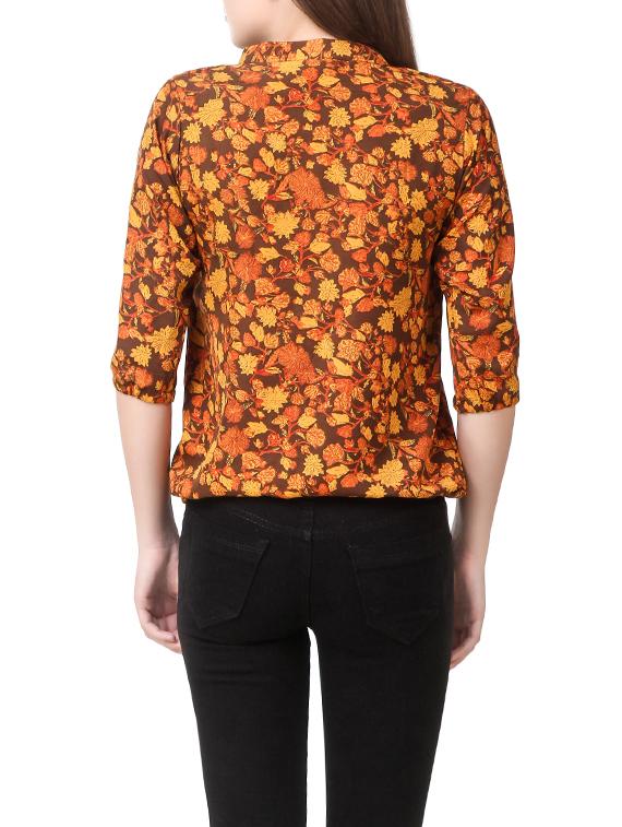 orange printed crepe top - 14484323 - Zoom Image - 3