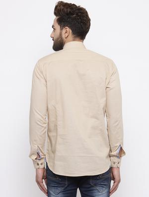 beige cotton casual shirt - 14484774 - Standard Image - 3