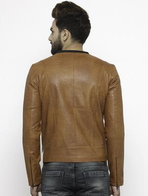 brown leatherette biker jacket - 14484791 - Standard Image - 3
