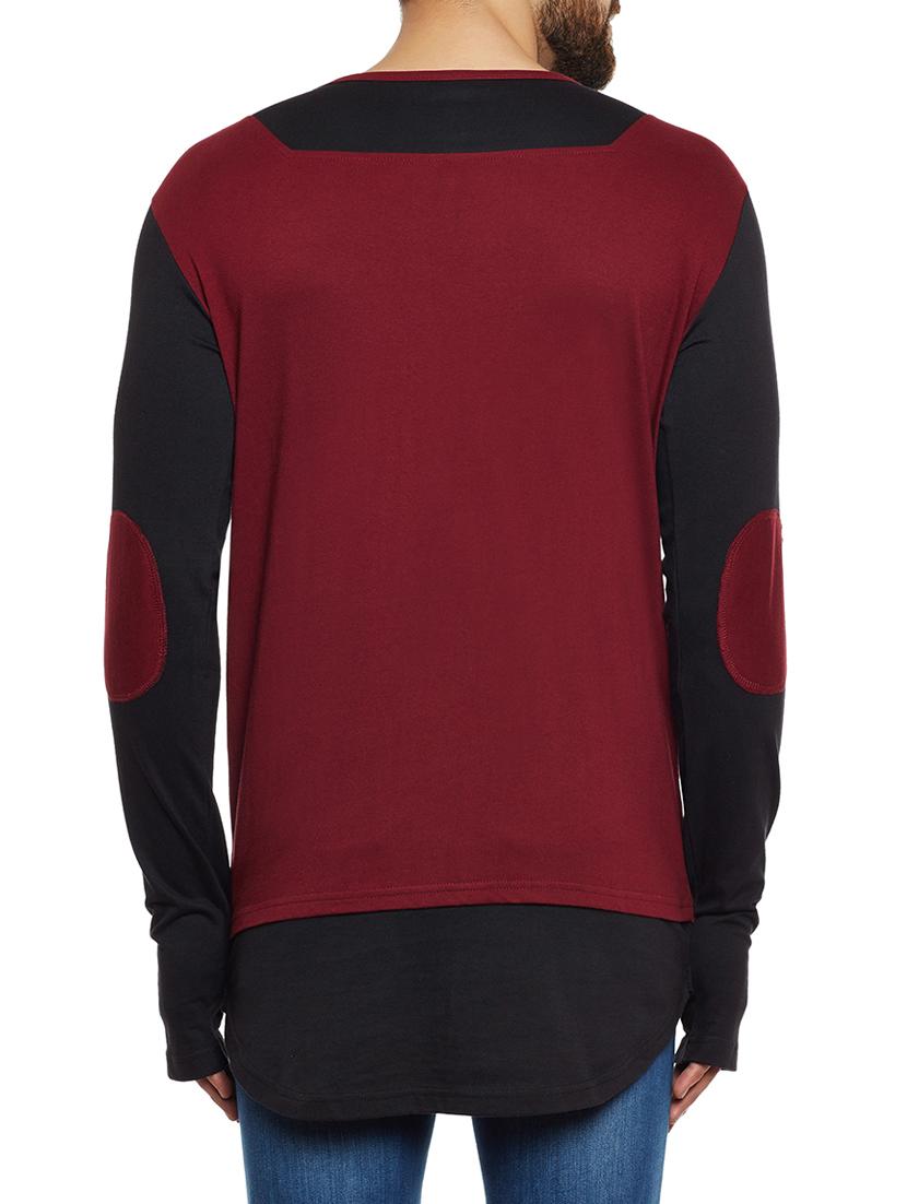 maroon cotton thumb hole t-shirt - 14485627 - Zoom Image - 3
