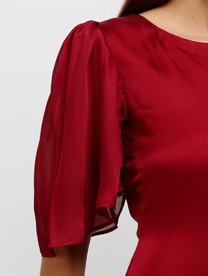 Maroon satin a-line dress - 14486601 - Standard Image - 6