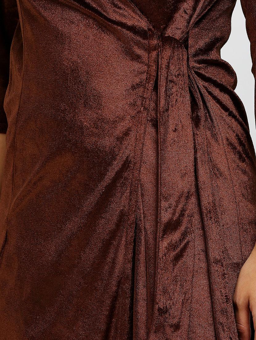 brown velvet wrap dress - 14486604 - Zoom Image - 6