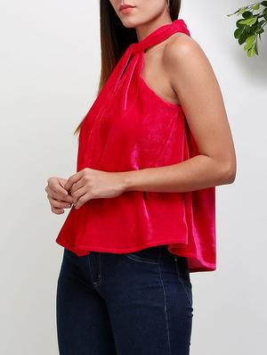 double keyhole velvet halter top - 14486623 - Standard Image - 3