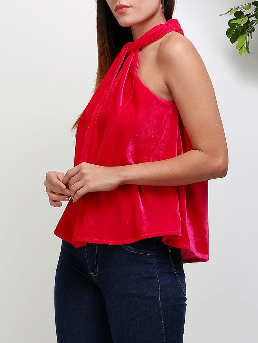 double keyhole velvet halter top - 14486623 - Zoom Image - 3