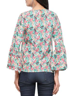 Green printed crepe top - 14490874 - Standard Image - 3