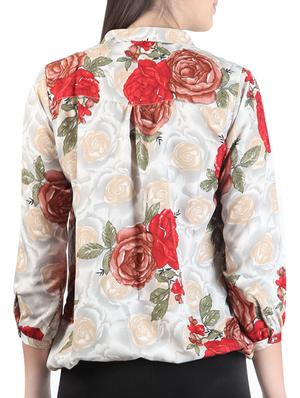 mandarin neckline blouson top - 14491009 - Standard Image - 3
