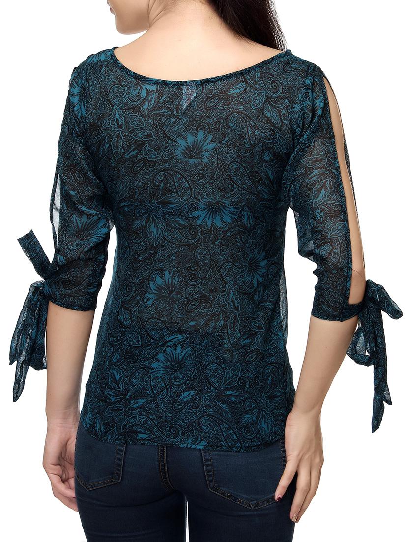 blue printed georgette top - 14491709 - Zoom Image - 3