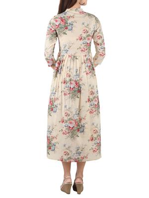 beige cotton fusion kurta - 14493003 - Standard Image - 3