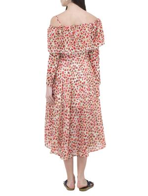 orange printed georgette dress - 14497411 - Standard Image - 3