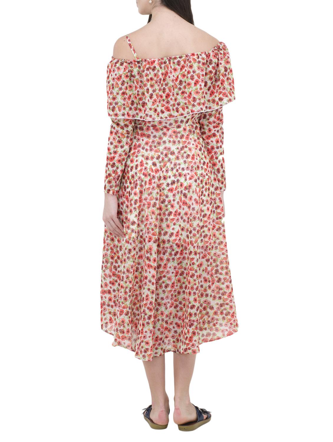 orange printed georgette dress - 14497411 - Zoom Image - 3