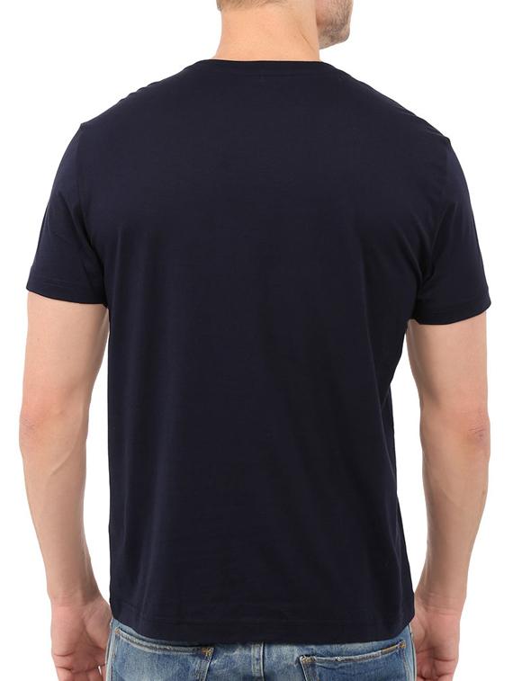 navy blue cotton chest print tshirt - 14497509 - Zoom Image - 3