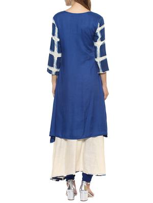 blue rayon aline kurta - 14498497 - Standard Image - 3