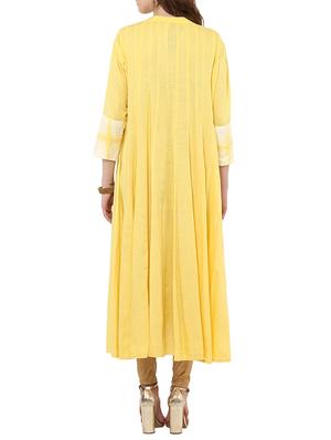yellow rayon flared kurta - 14498507 - Standard Image - 3